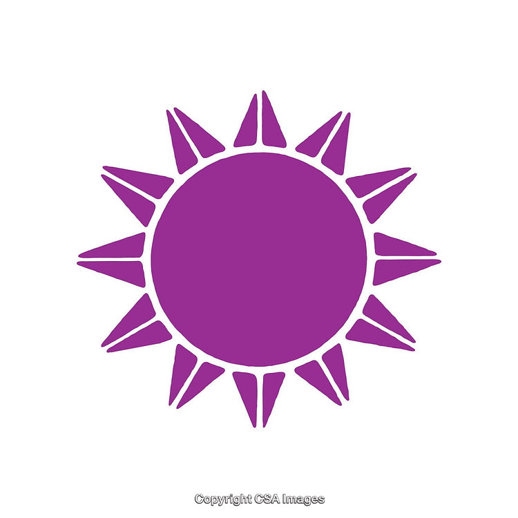 Purple Sun Icon with Sharp Rays on a White Background