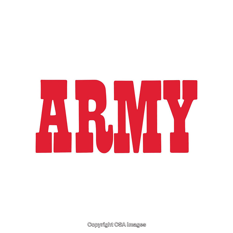Bold Red Army Text on a Plain White Background
