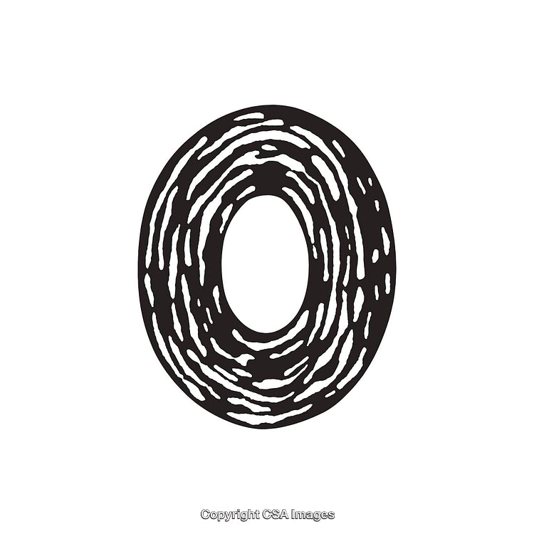 Decorative Black and White Letter O With Wood Grain Texture Design