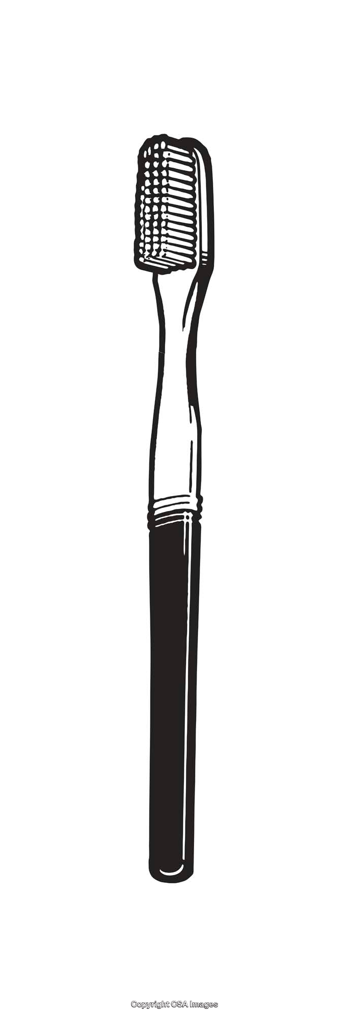 Black and White Line Drawing of a Toothbrush for Cleanliness Concepts