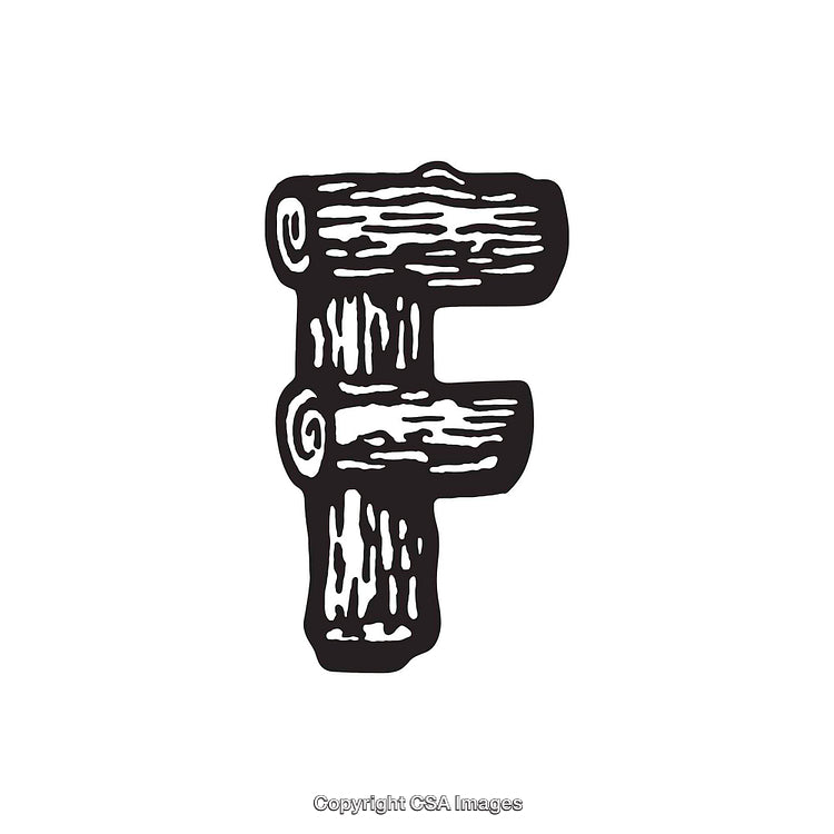 Rustic Wooden Letter F Stylized in Illustration Design