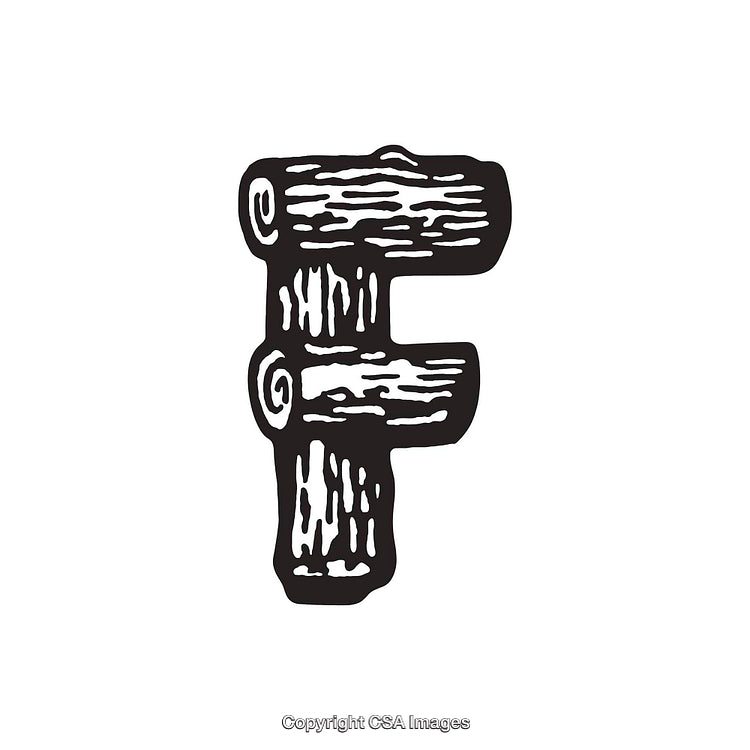 Rustic Wooden Letter F Stylized in Illustration Design