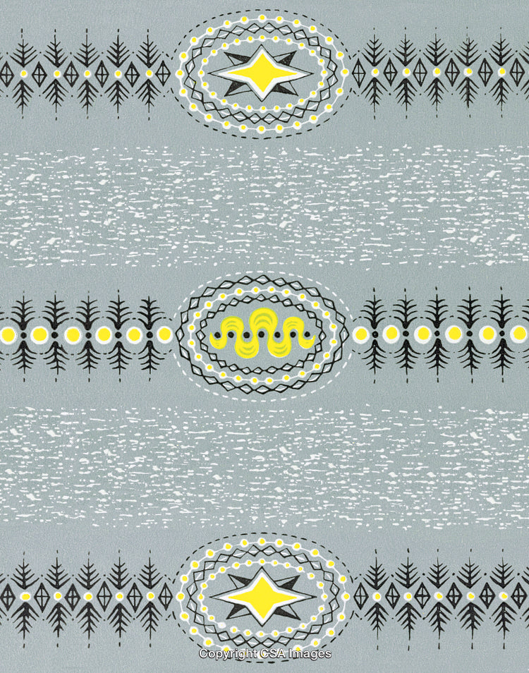 Seamless Gray and Yellow Geometric Pattern with Decorative Star Designs