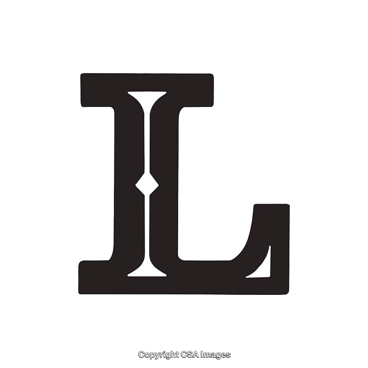 Elegant Black Serif Letter L Isolated on White Background