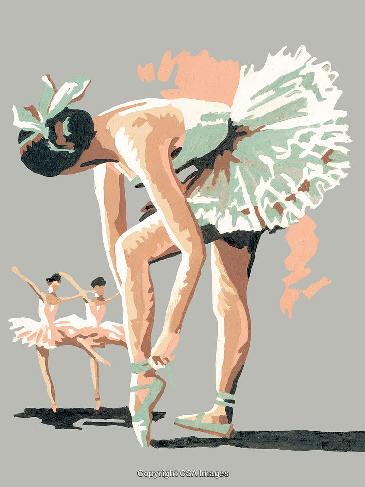 Elegant Ballerinas in a Paint-by-Numbers Illustration