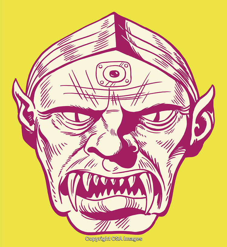 Fierce Monster Illustration in Vibrant Yellow and Purple Palette