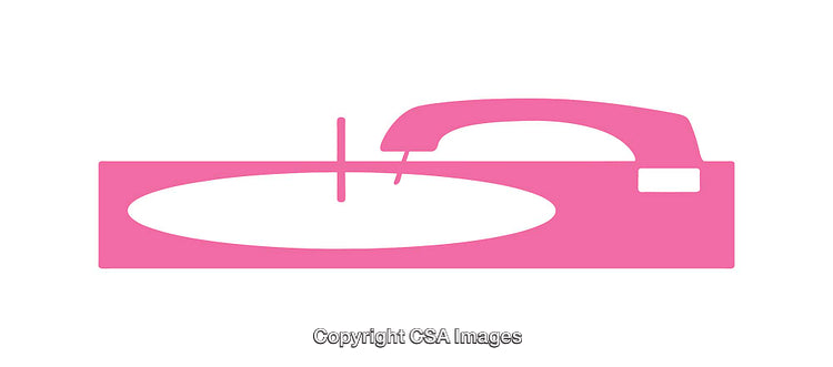 Minimalist Pink Icon of a Stylized Vinyl Record Player Design