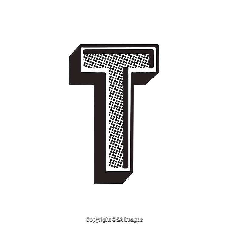Bold Creative Illustration of the Letter T with a Monochromatic Design