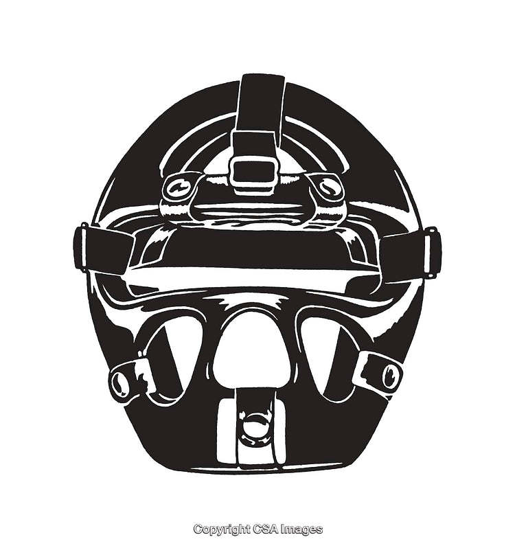 Black and White Illustration of a Protective Sports Helmet Design