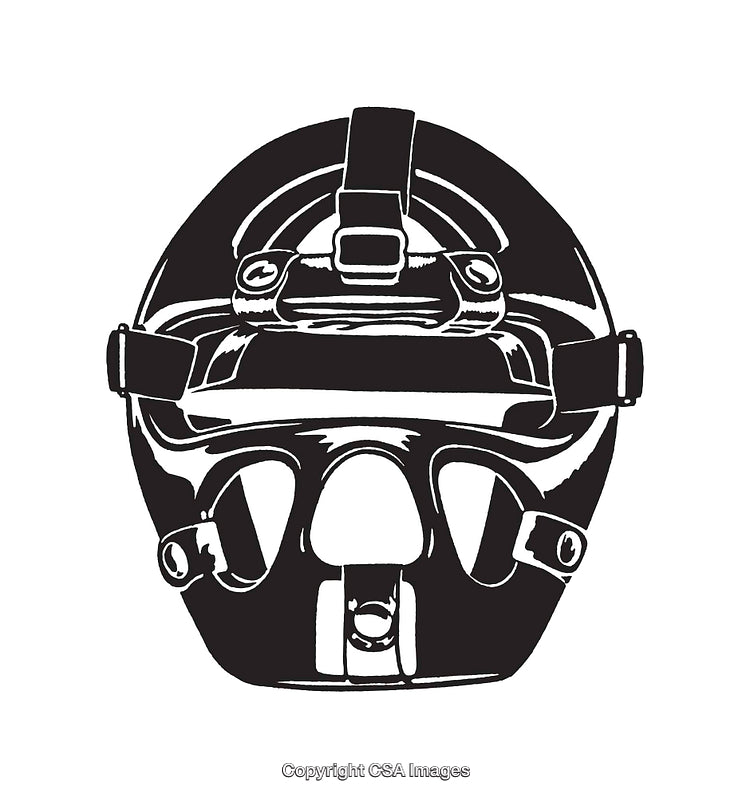 Black and White Illustration of a Protective Sports Helmet Design