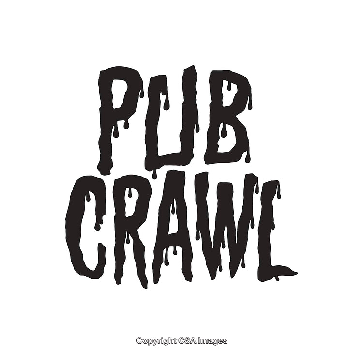 Monochrome Illustration Highlighting the Concept of a Pub Crawl