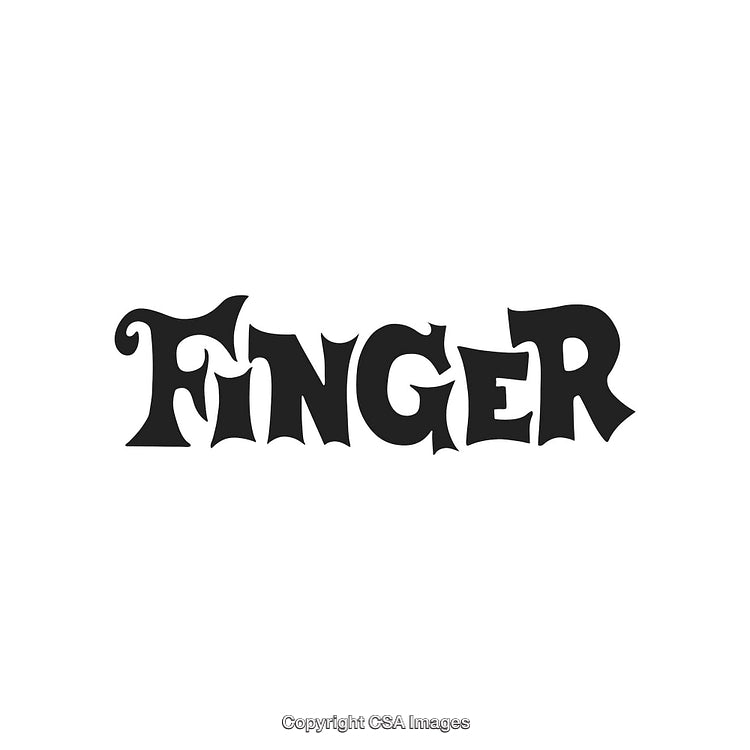 Stylish Black Typography of the Word Finger on White Background