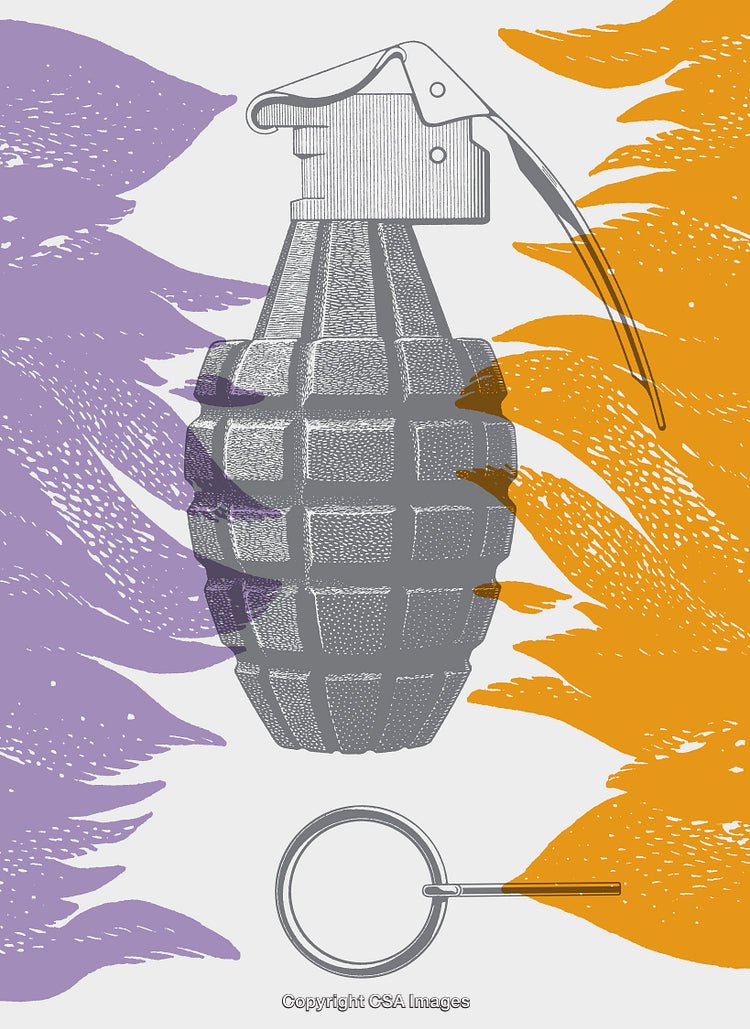 Illustration of a Hand Grenade With Vibrant Abstract Background Design
