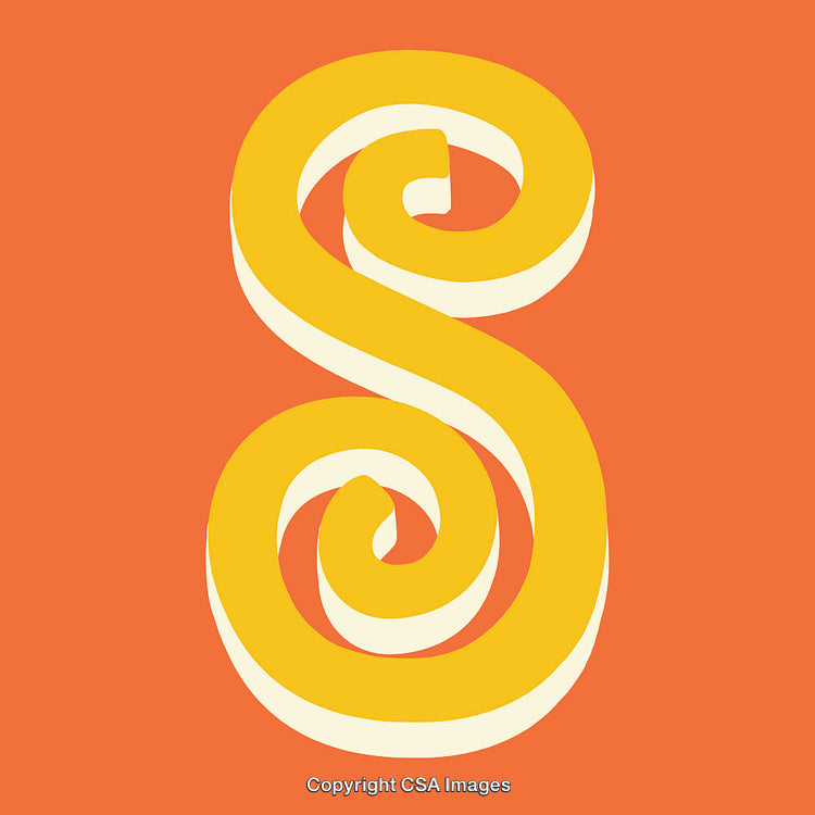 Bold Yellow Letter S on Vibrant Orange Background