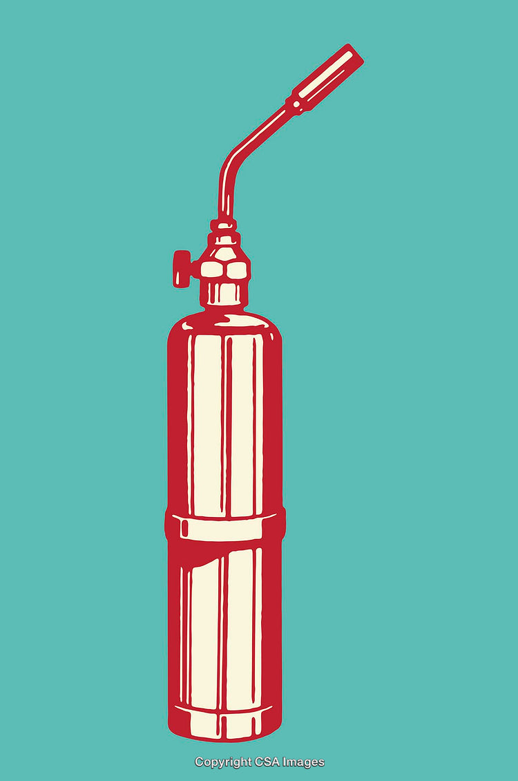 Retro Style Color Line Art Illustration of a Blowtorch Design