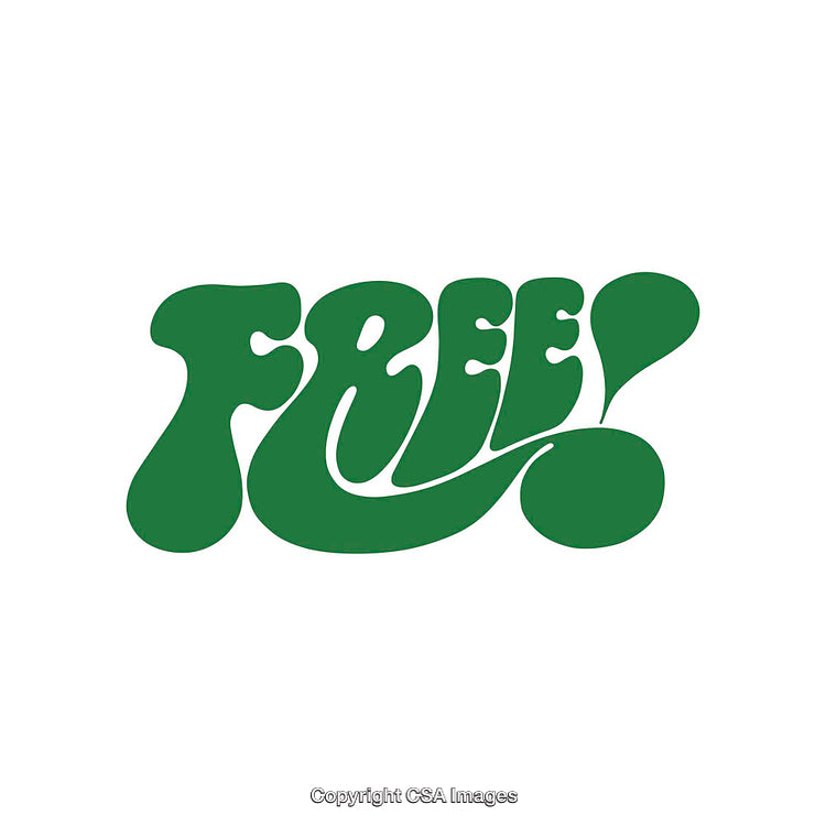 Green Retro Styled Free Text on White Background Artwork