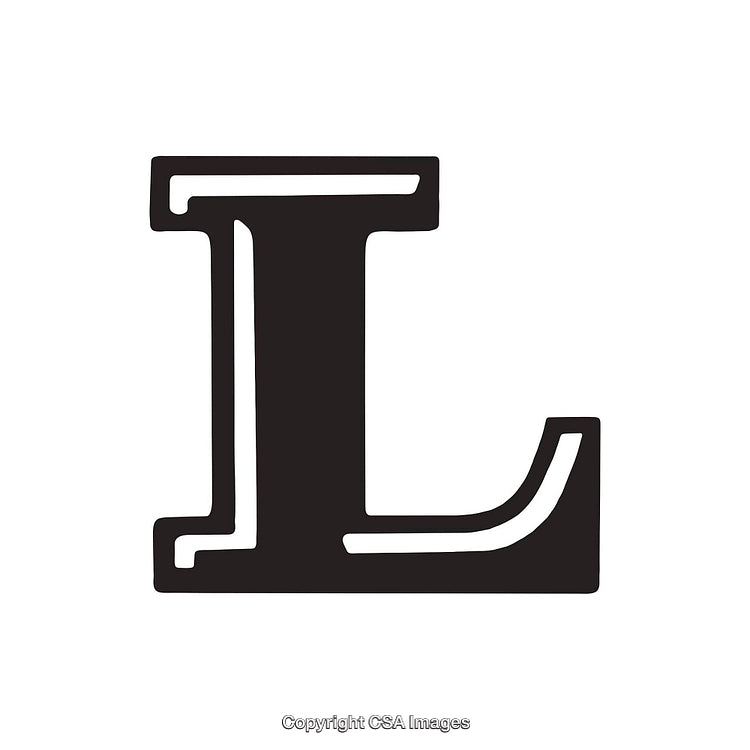 Bold Stylized Letter L in Black and White on White Background