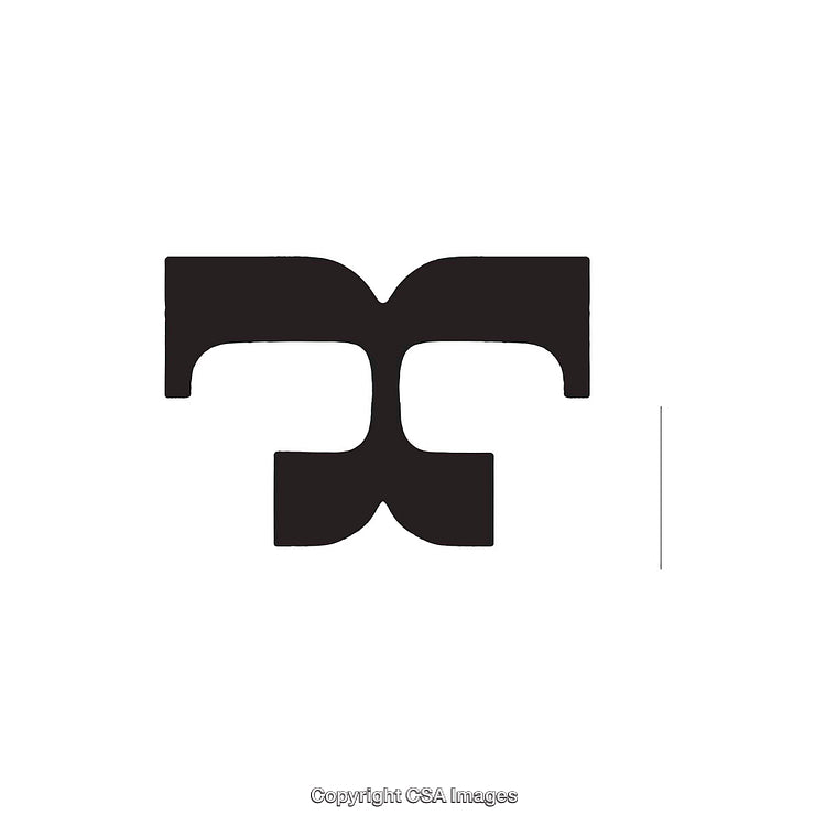 Bold Black Symbol Depicting Abstract Stylized Letter T Design