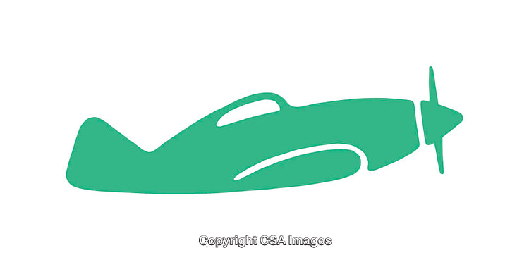 Simple Green Airplane Icon on White Background