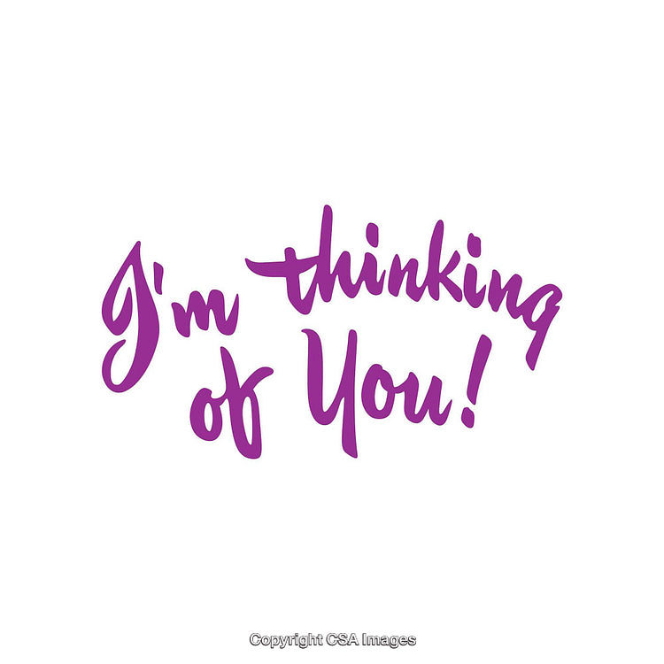 Purple Handwritten Text Displaying 'I'm Thinking of You' on White Background