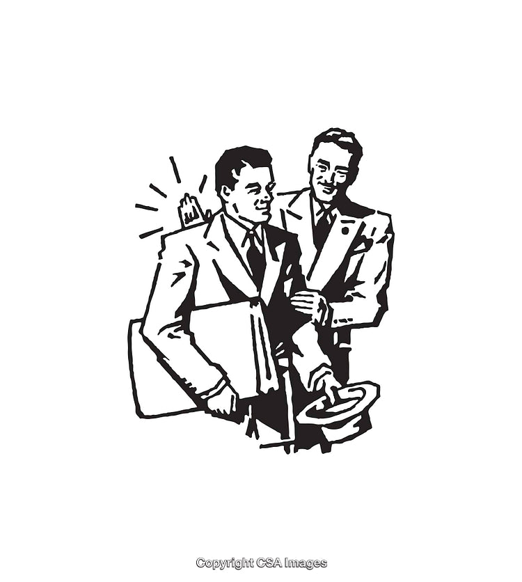 Retro Business Scene with Two Men in Suits in Black and White