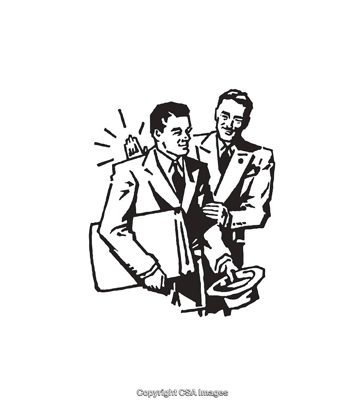 Retro Business Scene with Two Men in Suits in Black and White