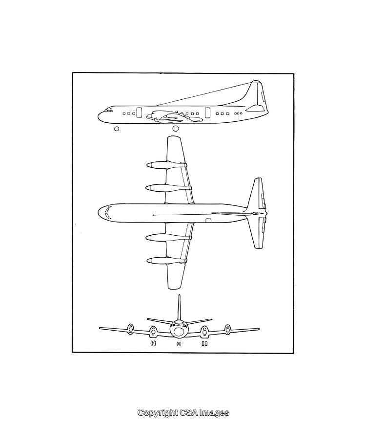 Black And White Diagram Showing Multiple Views of an Airplane Design