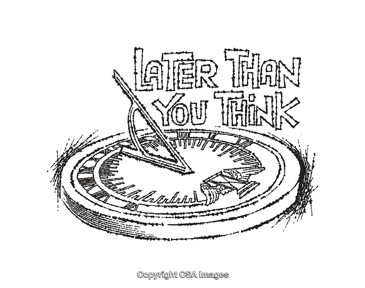 Black and White Sketch of a Sundial with Motivational Text