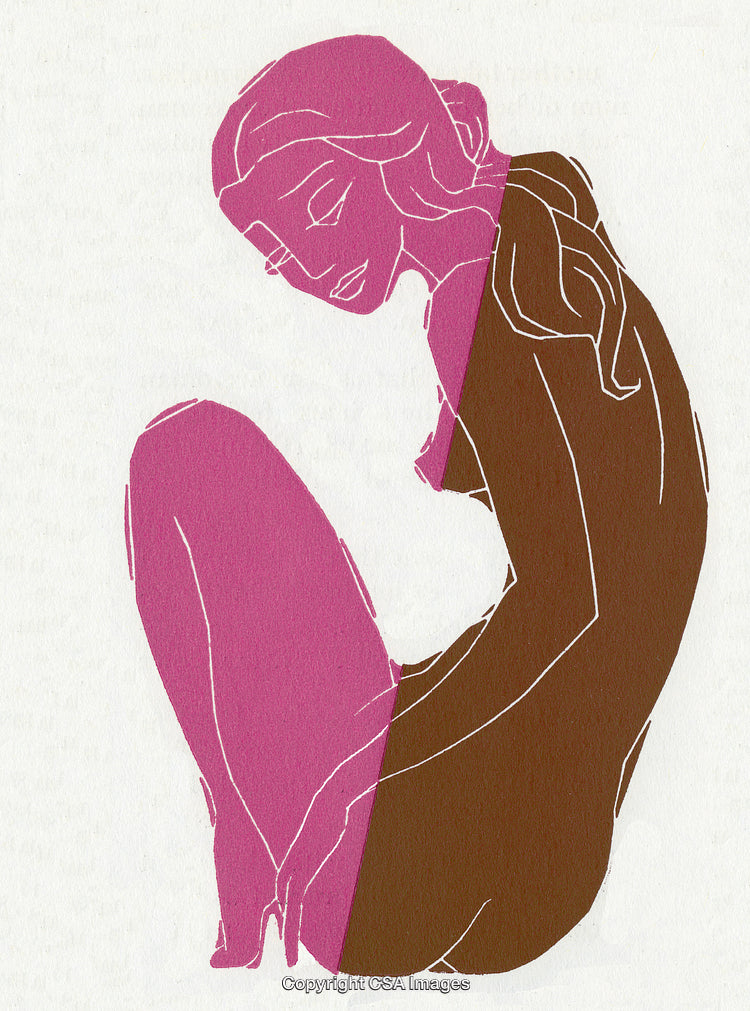 Abstract Illustration of Seated Woman with Modern Artistic Design