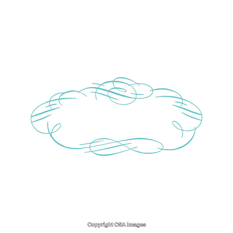 Elegant Line Art Frame with Swirling Decorative Design in Blue
