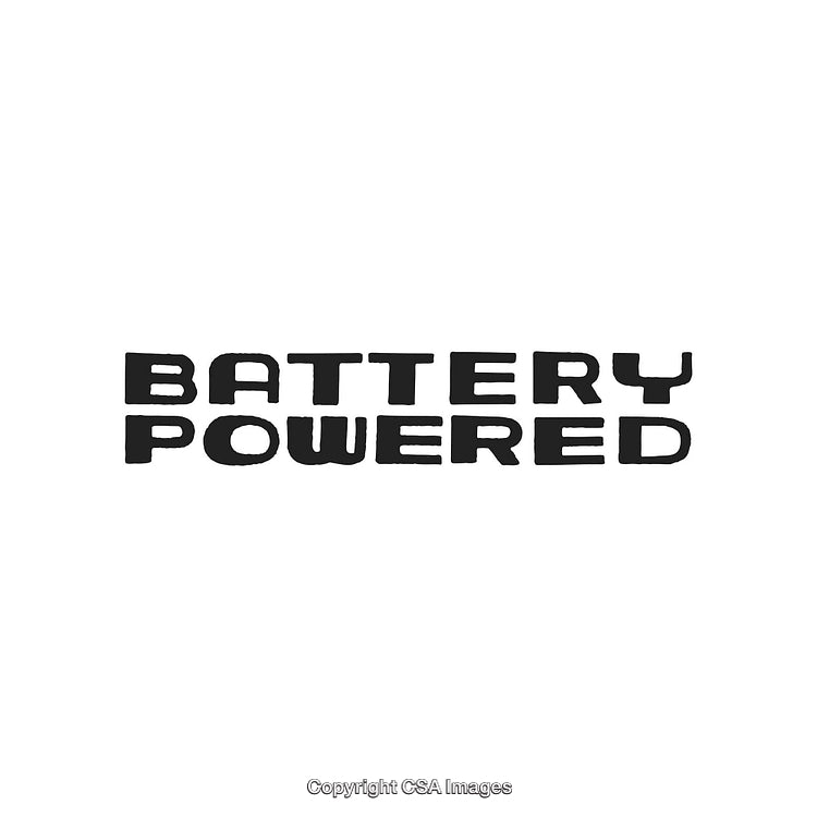 Black Text Illustration of Battery Powered Written in Bold Font Style