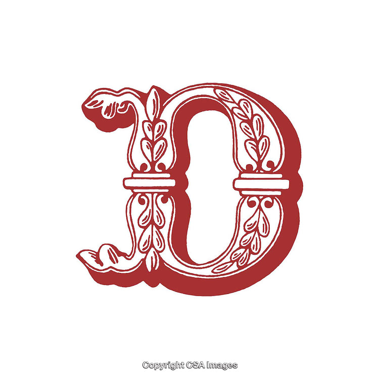 Intricate Ornamental Decorative Letter D in Elegant Red Design