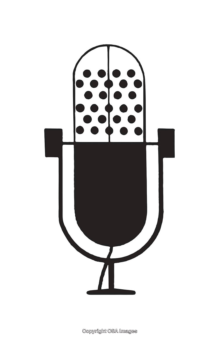 Vintage Black and White Microphone Illustration with Minimalist Style