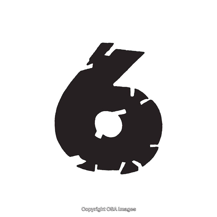 Bold Black Number Six Symbol With Distressed Textured Style