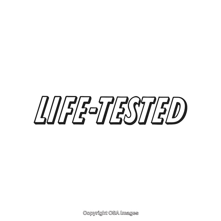 Bold 'Life-Tested' Textual Design on Clean White Background