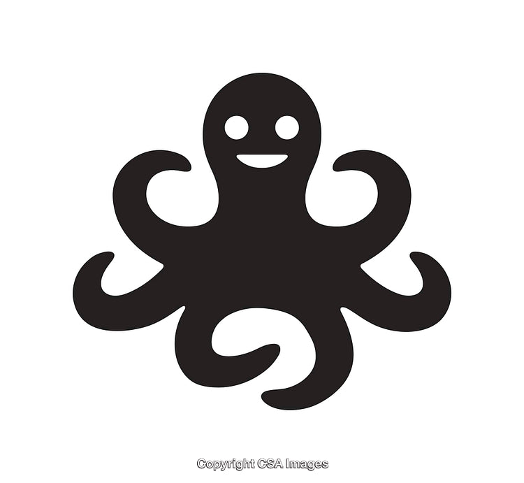 Smiling Octopus Icon with Black and White Minimalistic Design