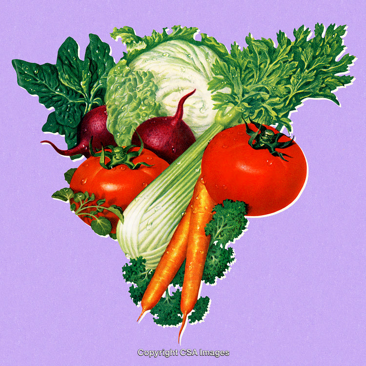 Healthy Assortment of Fresh Vegetables on a Pastel Purple Background