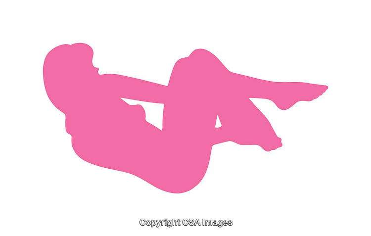 Silhouette of Reclining Figure in Vibrant Pink Tones on White Background