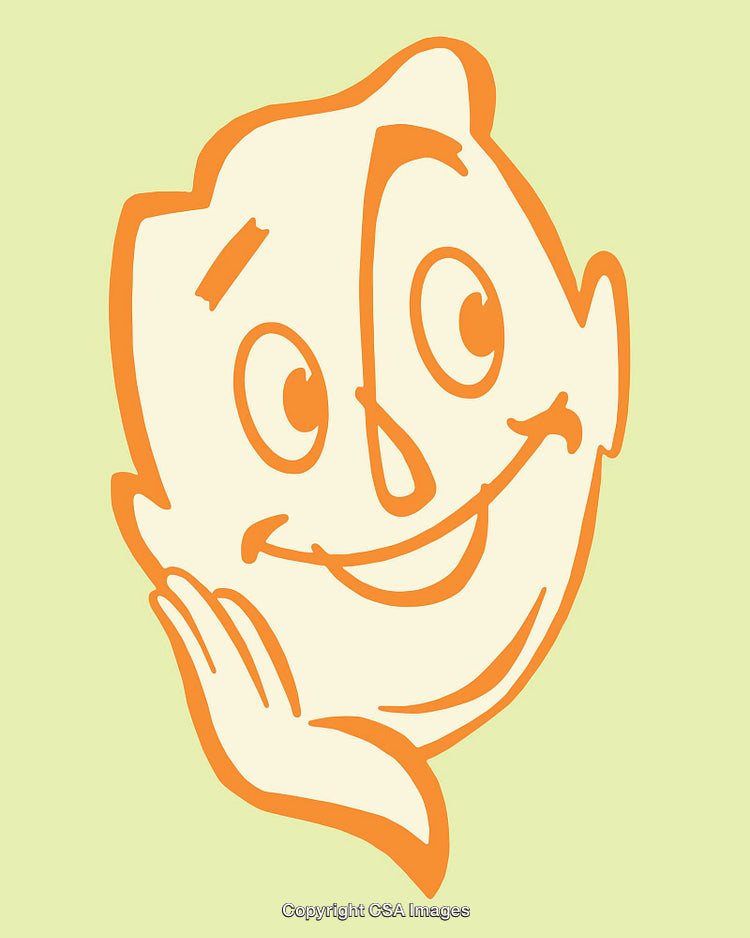 Colorful Line Art Illustration of a Smiling Cheerful Face on Green Background