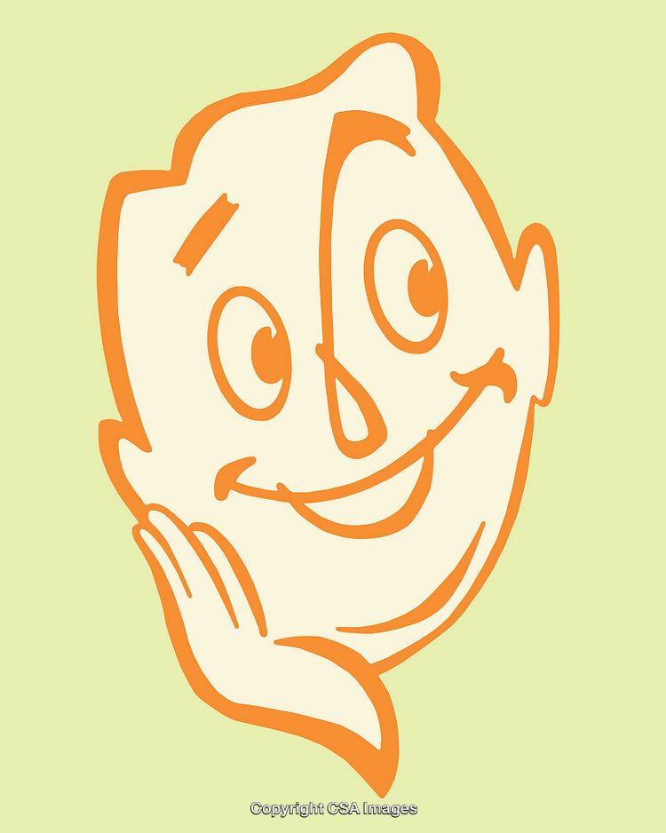 Colorful Line Art Illustration of a Smiling Cheerful Face on Green Background