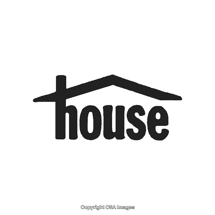 Minimalist Black House Logo with Text Incorporating a Roof Shape Design