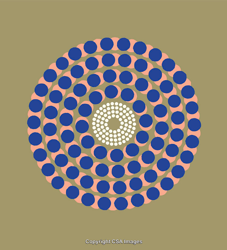 Abstract Symmetrical Circular Design With Blue Pink and Beige Accents