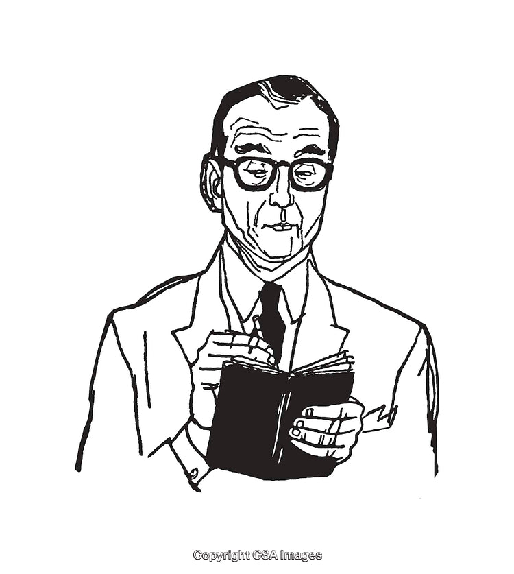 Monochrome Line Art of Professional Holding Notebook and Taking Notes