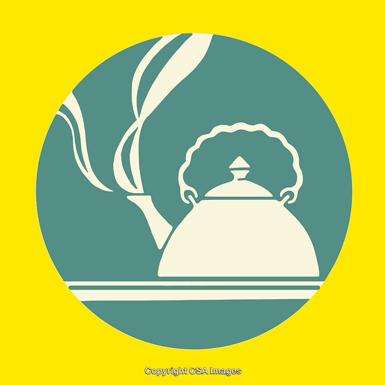 Stylized Kettle with Steam Illustration in Bold Color Scheme