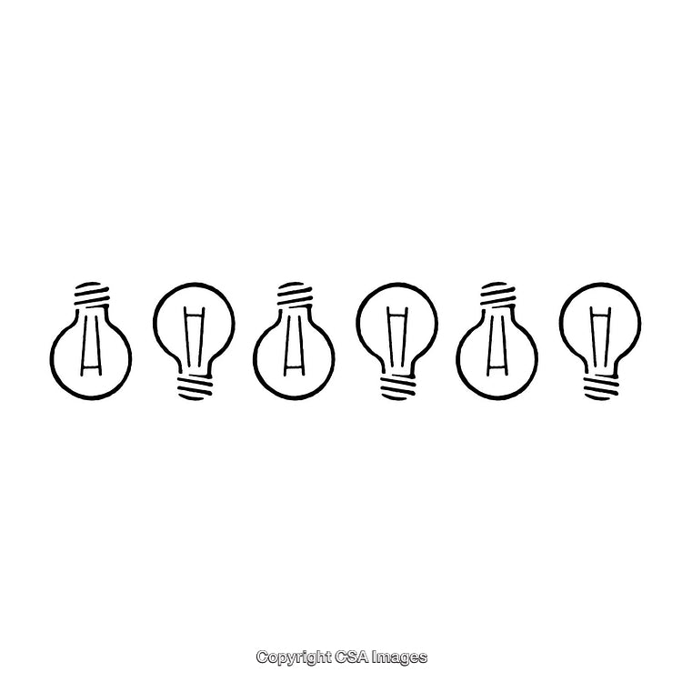Hand-Drawn Light Bulb Design in Repeated Monochrome Pattern