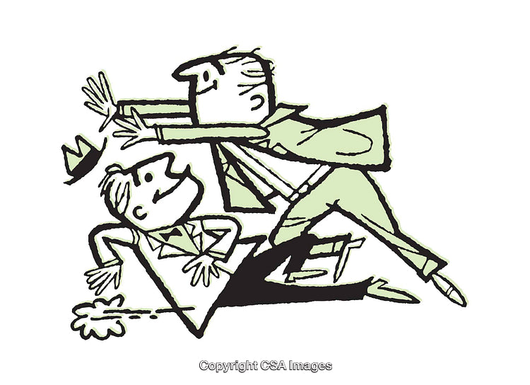 Dynamic Artistic Illustration of Two Characters in a Playful Interaction