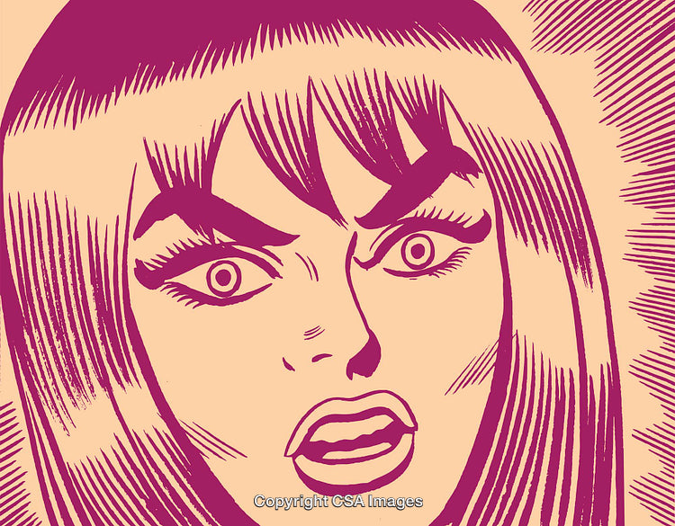 Pop Art Illustration of a Surprised Woman Portrait in Bold Colors