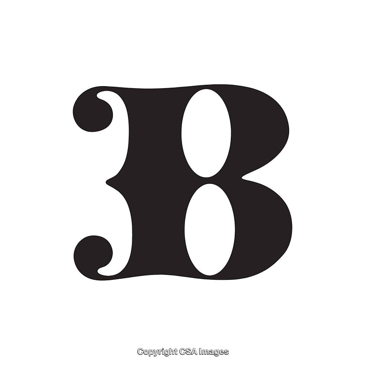 Decorative Black Letter B with Unique Swirls and Flourishes