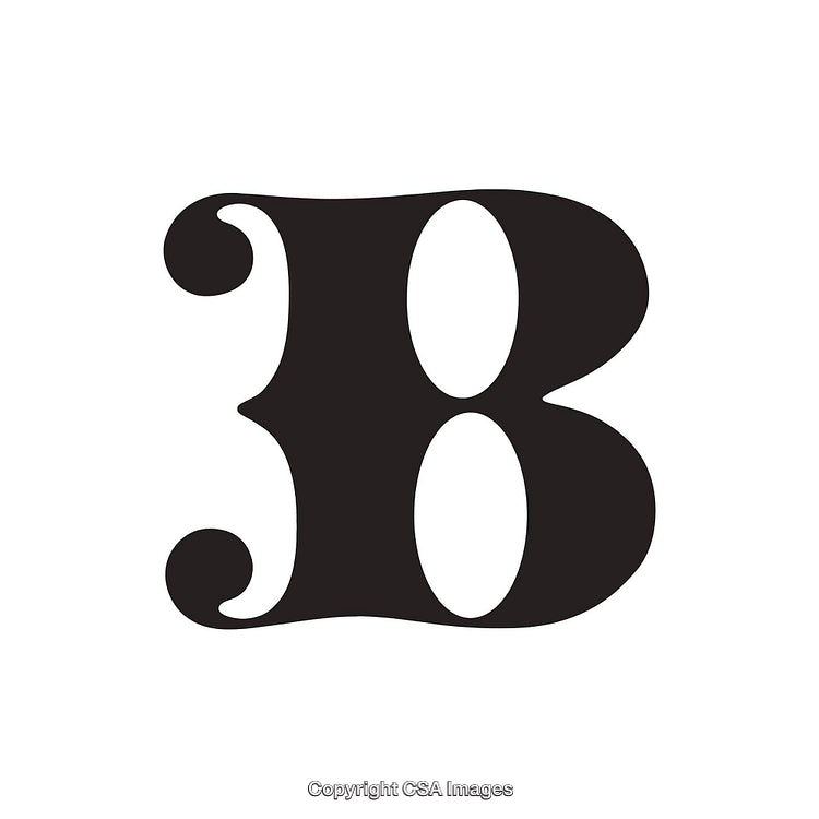 Decorative Black Letter B with Unique Swirls and Flourishes