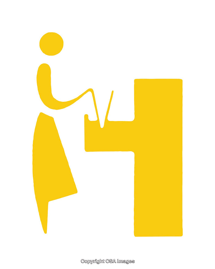 Minimalistic Icon Depiction of a Person Working at a Counter